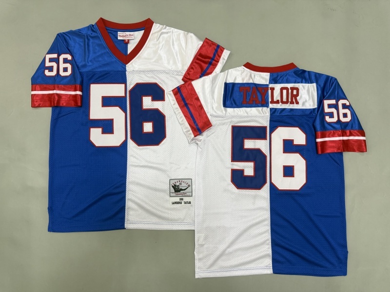 Men 2025 New York Giants #56 Taylor white blue Throwback Limited NFL Jersey style 001